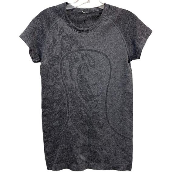 Lululemon Run: Swiftly Tech Short Sleeve *Paisley Heathered Black SZ 8 - Picture 2 of 3